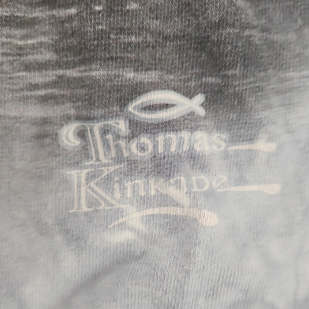 Vtg Blue Tie Dye Thomas Kinkaid Woodland Cottage Tshirt - Picture 3 of 4